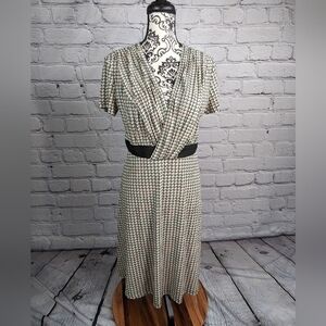 Tribal Femme womens short sleeve stretch knit dress sz m faux wrap geo print b12